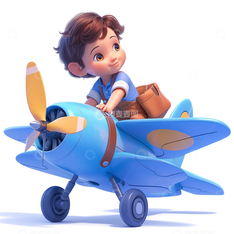 高清大图下载【趣麦麦图】卡通蓝色玩具飞机儿童