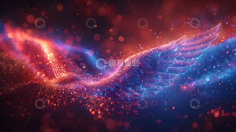 高清大图下载【趣麦麦图】抽象数字天使翅膀背景