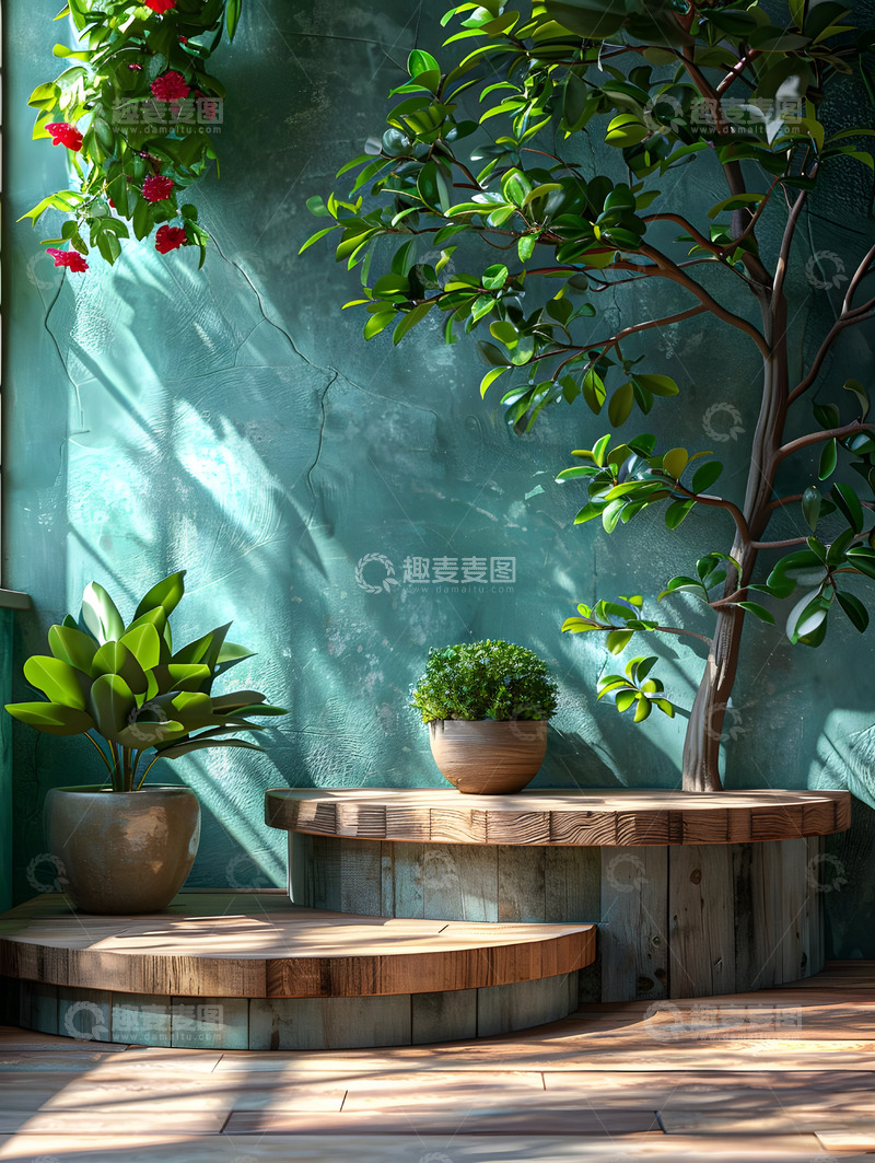 高清大图下载【趣麦麦图】室内圆形展台电商产品展示场景