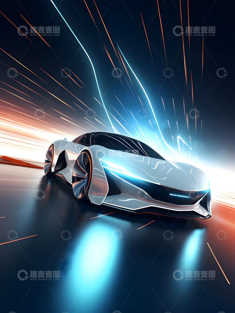 高清大图下载【趣麦麦图】炫酷汽车飞驰车展海报