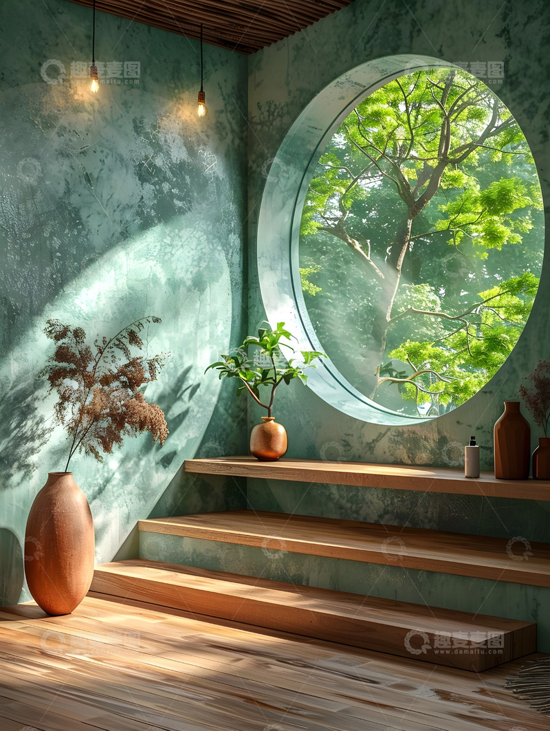 高清大图下载【趣麦麦图】国风室内窗外风景