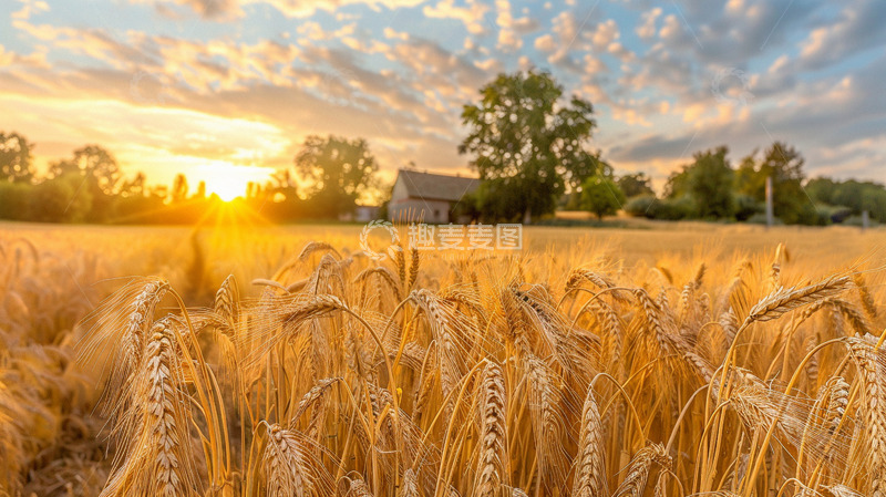 高清大图下载【趣麦麦图】芒种丰收麦田