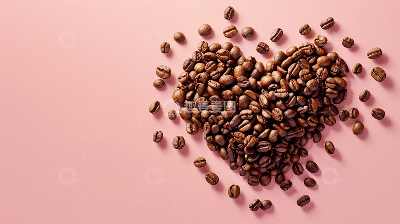 高清大图下载【趣麦麦图】心形咖啡豆背景