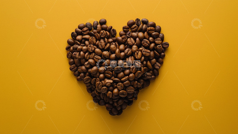 高清大图下载【趣麦麦图】心形咖啡豆咖啡素材