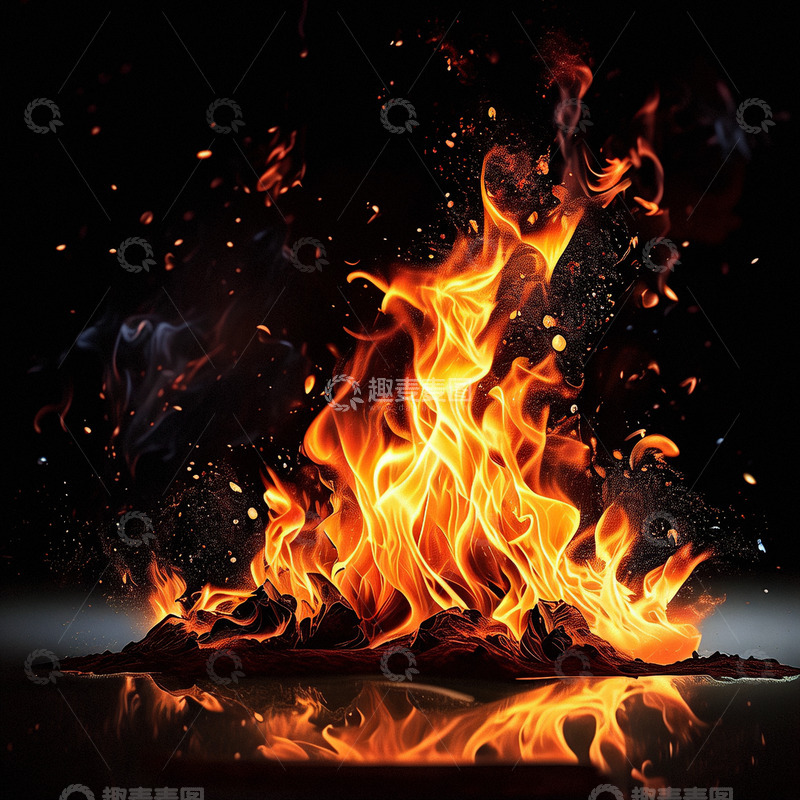 高清大图下载【趣麦麦图】火焰燃烧碳火