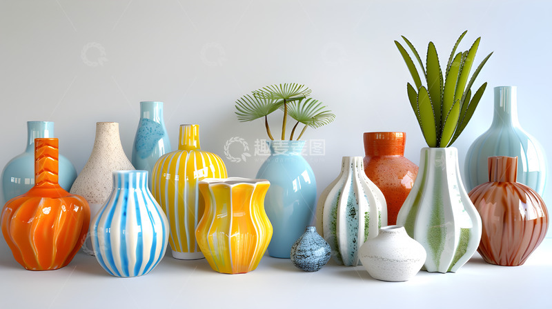 高清大图下载【趣麦麦图】陶瓷瓷器植物花瓶静物场景