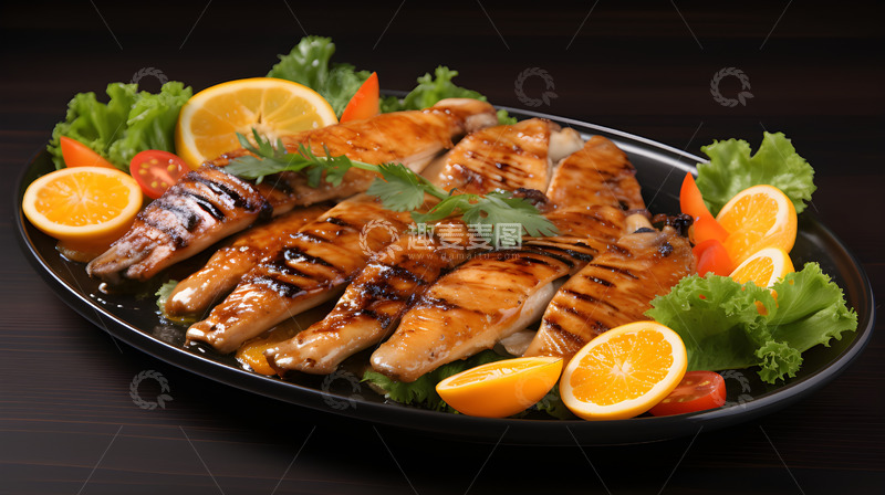 高清大图下载【趣麦麦图】美食食物烤肉柠檬蔬菜场景