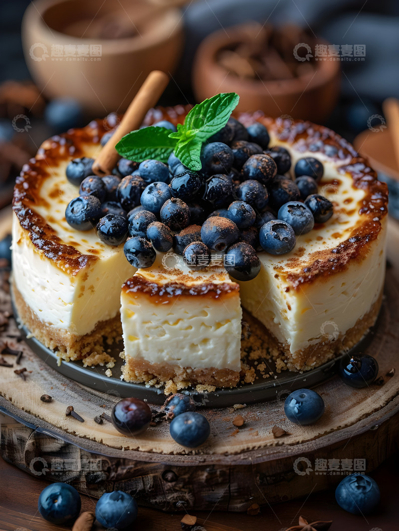 高清大图下载【趣麦麦图】奶酪蓝莓蛋糕