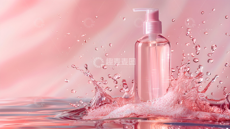 高清大图下载【趣麦麦图】化妆品粉色水洗面奶静物场景