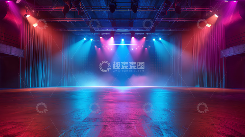 高清大图下载【趣麦麦图】舞台灯光渐变云雾科技唯美场景