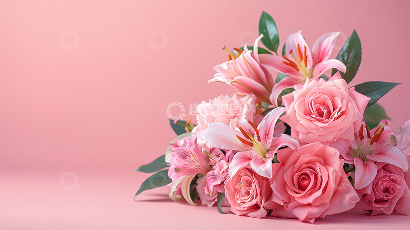 高清大图下载【趣麦麦图】浪漫粉色玫瑰背景