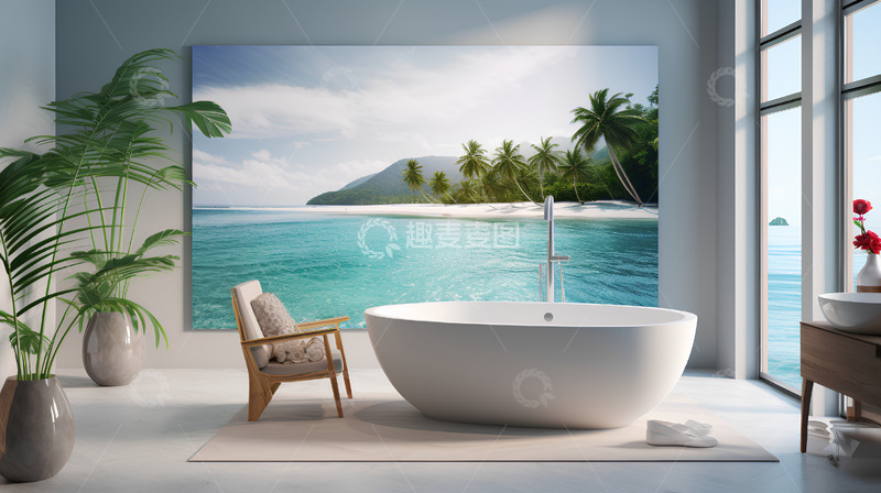 高清大图下载【趣麦麦图】浴室家装浴缸室内唯美场景