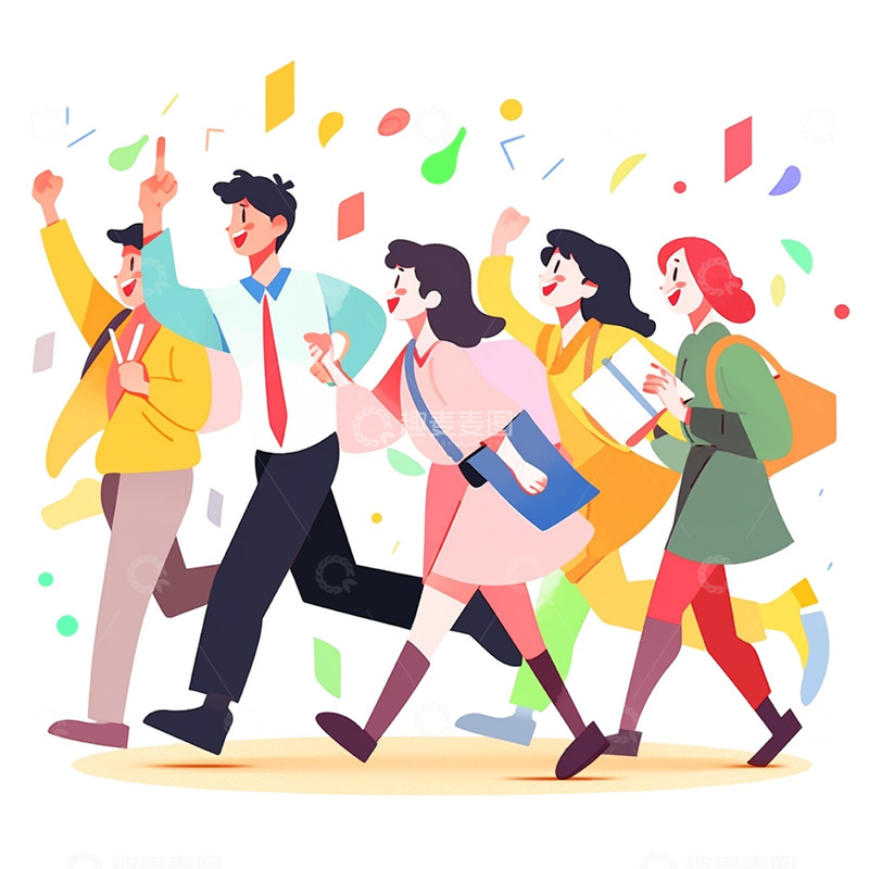 高清大图下载【趣麦麦图】高考毕业季欢呼人群