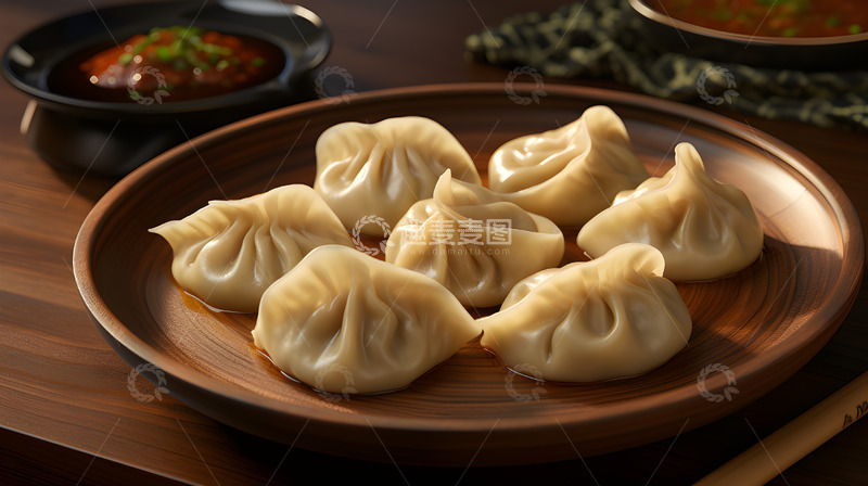 高清大图下载【趣麦麦图】饺子美食中国传统食物盘子场景