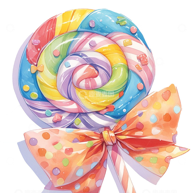高清大图下载【趣麦麦图】蝴蝶结装饰彩色棒棒糖