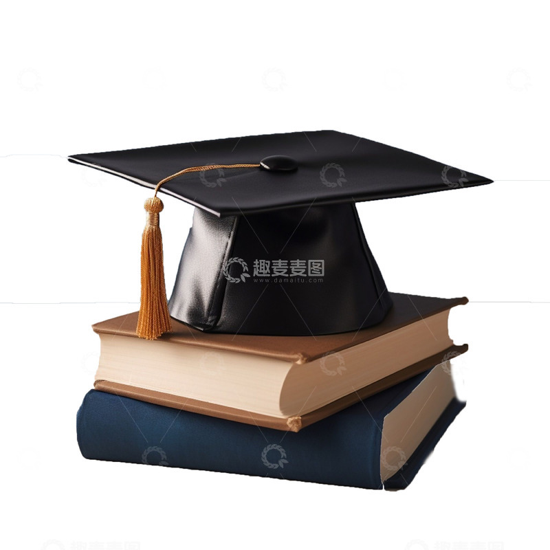 高清大图下载【趣麦麦图】毕业季黑色学士帽书本