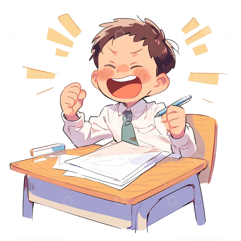 高清大图下载【趣麦麦图】毕业季冲刺学习的男孩