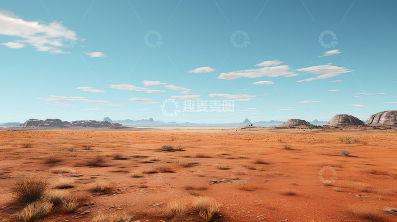 高清大图下载【趣麦麦图】荒漠戈壁蓝天白云场景