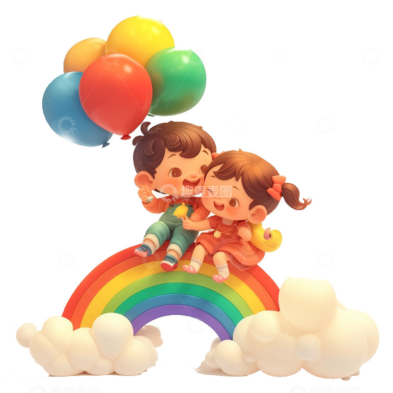 高清大图下载【趣麦麦图】卡通彩虹云朵儿童气球