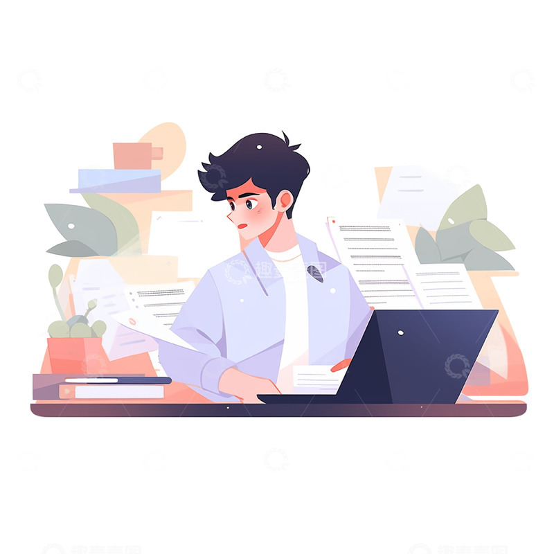 高清大图下载【趣麦麦图】高考扁平风学习人物