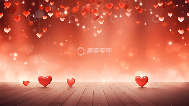 高清大图下载【趣麦麦图】情人节爱心心形地板梦幻唯美场景
