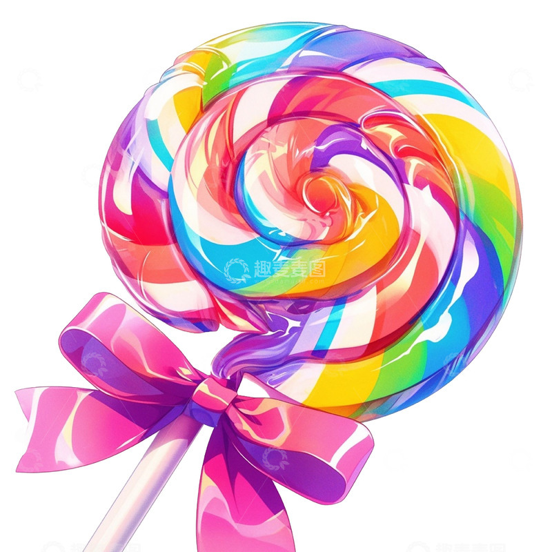 高清大图下载【趣麦麦图】粉色蝴蝶结彩色棒棒糖