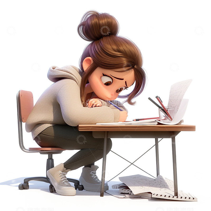 高清大图下载【趣麦麦图】毕业季高考压力苦闷的女孩