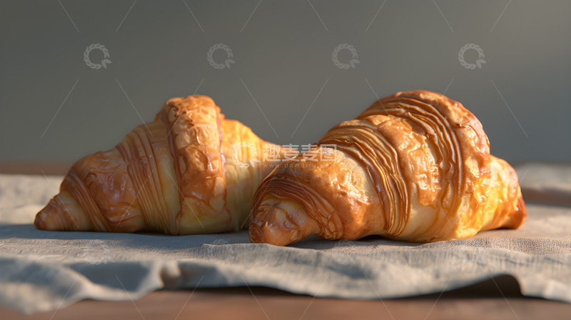 高清大图下载【趣麦麦图】面包牛角面包美食早餐食物静物