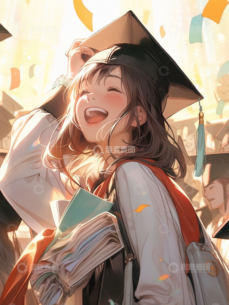 高清大图下载【趣麦麦图】毕业卡通青年女孩