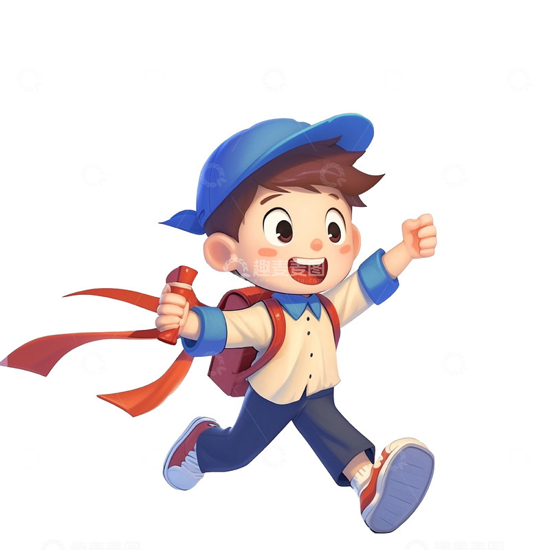 高清大图下载【趣麦麦图】卡通学习冲刺男孩人物