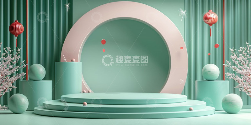 高清大图下载【趣麦麦图】端午节绿色展台