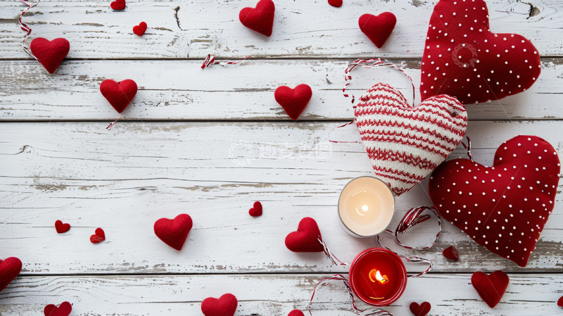 高清大图下载【趣麦麦图】浪漫七夕红心花框背景