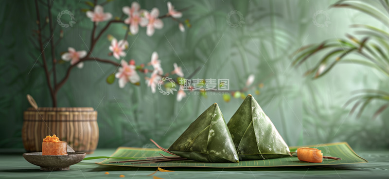 高清大图下载【趣麦麦图】端午粽子花枝AI摄影图