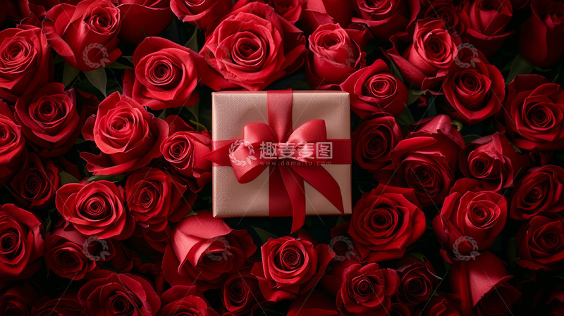高清大图下载【趣麦麦图】红色玫瑰礼物背景