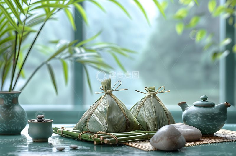 高清大图下载【趣麦麦图】桌上的粽子AI摄影图