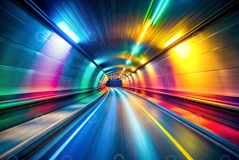 高清大图下载【趣麦麦图】七彩隧道彩色速度隧道背景
