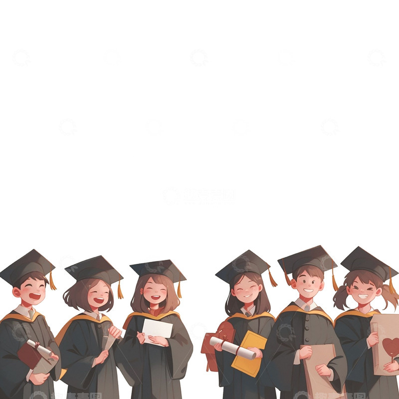 高清大图下载【趣麦麦图】高考毕业学士服拍照人物