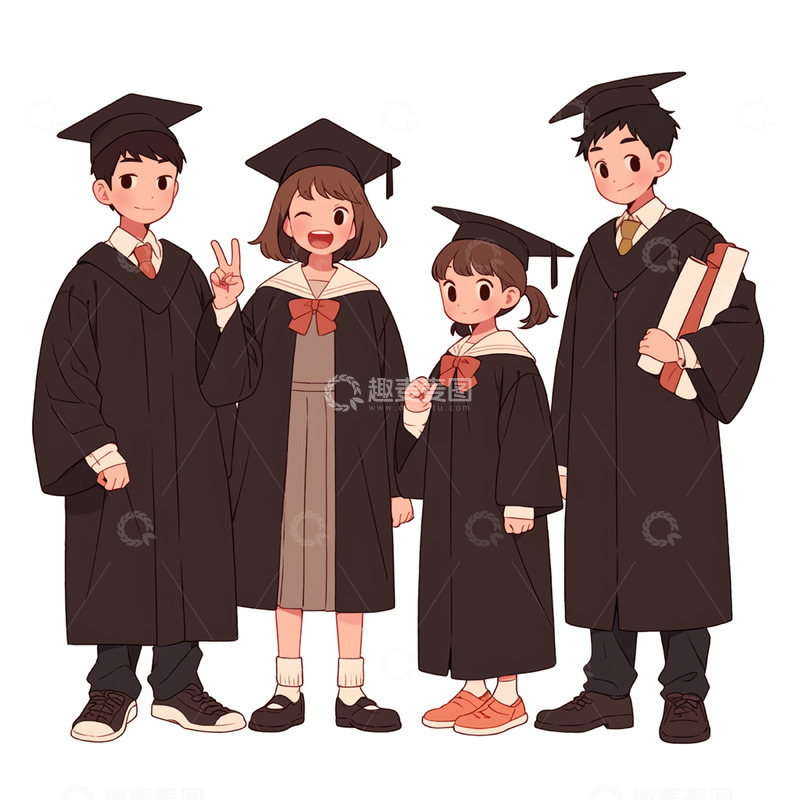 高清大图下载【趣麦麦图】毕业拍照学士服人物