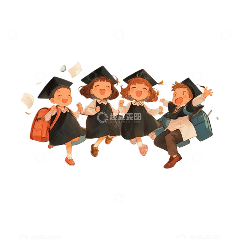 高清大图下载【趣麦麦图】卡通跳跃人物