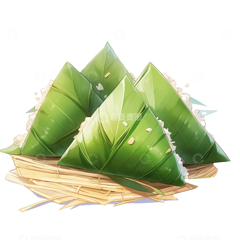 高清大图下载【趣麦麦图】端午节传统绿色美食粽子