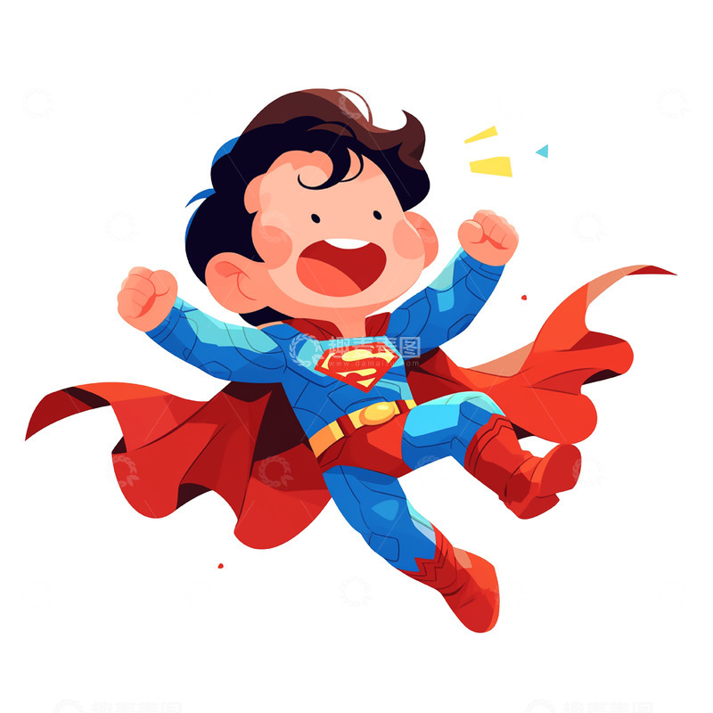 高清大图下载【趣麦麦图】卡通超人形象男孩