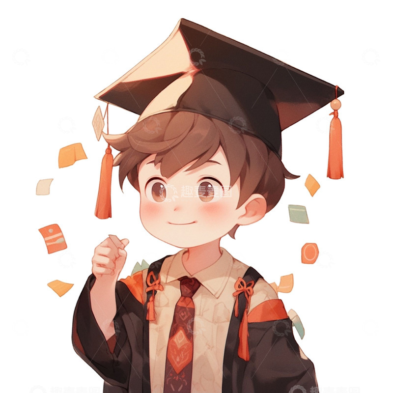高清大图下载【趣麦麦图】卡通学士服毕业男孩