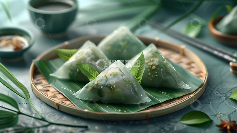 高清大图下载【趣麦麦图】端午节冰皮粽子电商AI摄影图