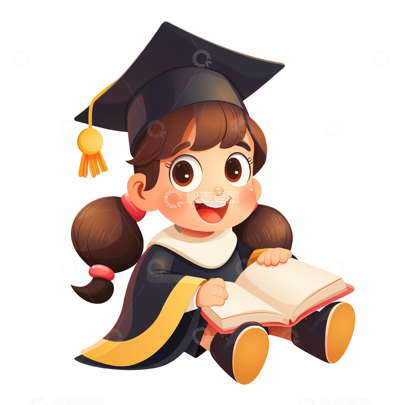 高清大图下载【趣麦麦图】拿着书本坐在地上的女孩