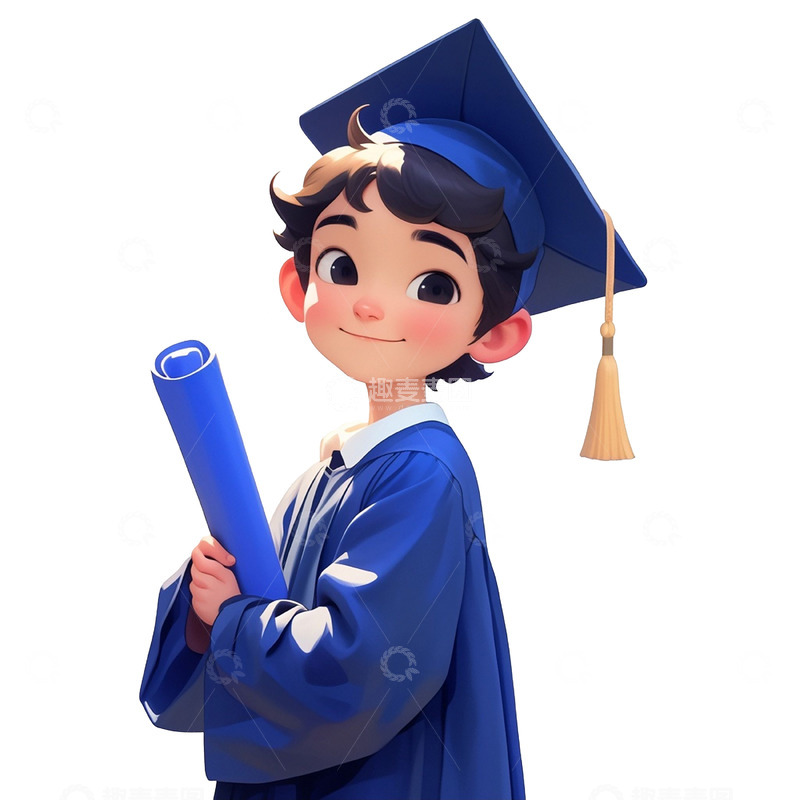高清大图下载【趣麦麦图】穿着蓝色学士服的男孩