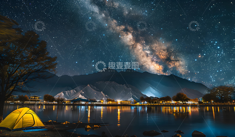 高清大图下载【趣麦麦图】户外露营夜景摄影图