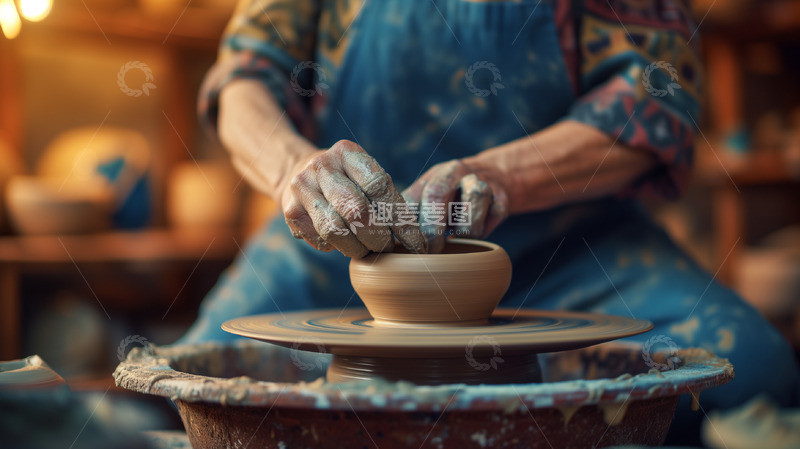 高清大图下载【趣麦麦图】手艺陶罐制作