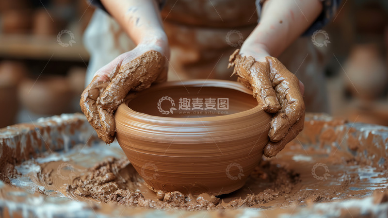 高清大图下载【趣麦麦图】陶艺大师制作陶瓷制品