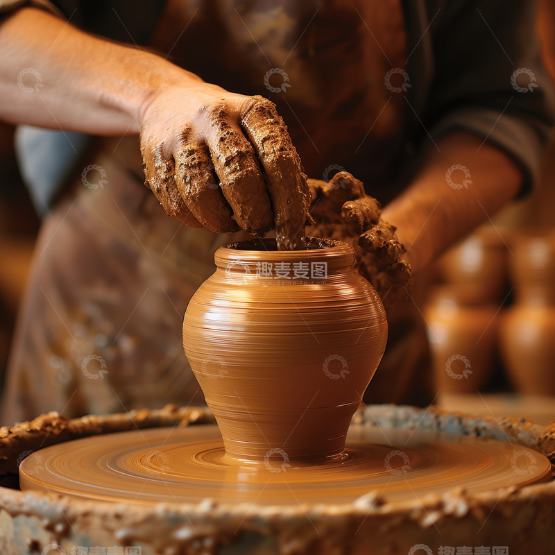 高清大图下载【趣麦麦图】陶艺制作背景