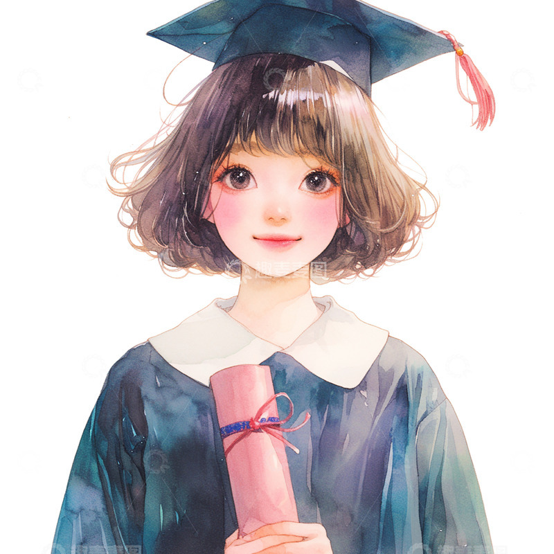 高清大图下载【趣麦麦图】毕业季学士服短发女孩
